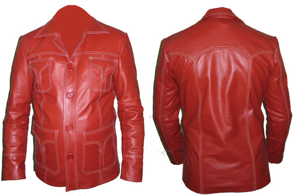 Threaded Leather Jacket jst26 - leather1142